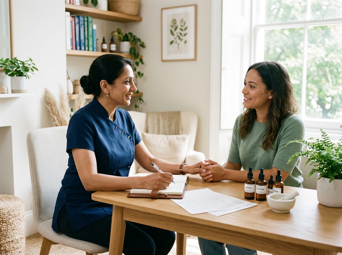 Senior Homeopathic Doctor in calm clinical consultation room